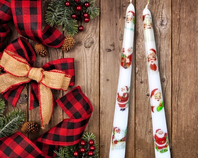 Christmas Taper Candle, Vintage Christmas Candle, Santa Candlesticks, Retro Santa Taper, Nostalgic Christmas, Old Fashion Christmas, 1950's - image3